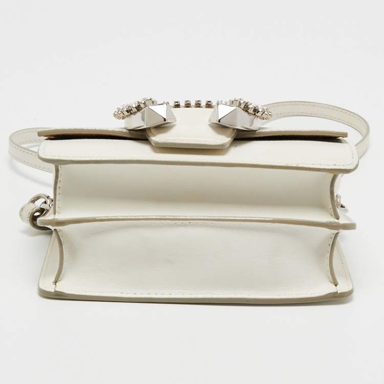 Pre Owned Jimmy Choo White Leather Madeline Crossbody Bag