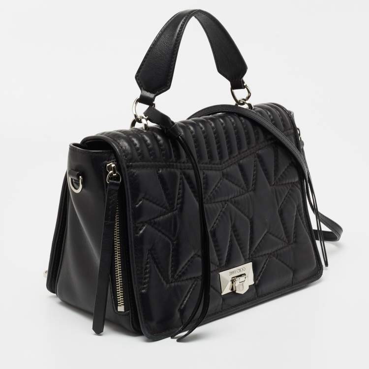 مملوكة مسبقًا Jimmy Choo Black Quilted Leather Helia Top Handle Bag