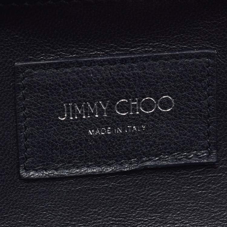 Pre Owned Jimmy Choo Navy/Blue Coarse Glitter Ellipse Chain Clutch