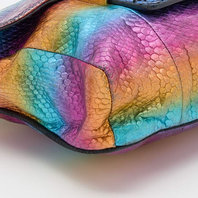 Pre Owned Jimmy Choo Multicolored Watersnake Celeste Rainbow Chain Shoulder Bag