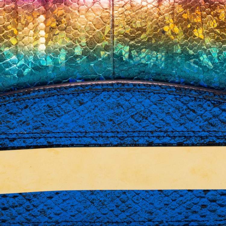 Pre Owned Jimmy Choo Multicolor Python Celeste Rainbow Chain Clutch