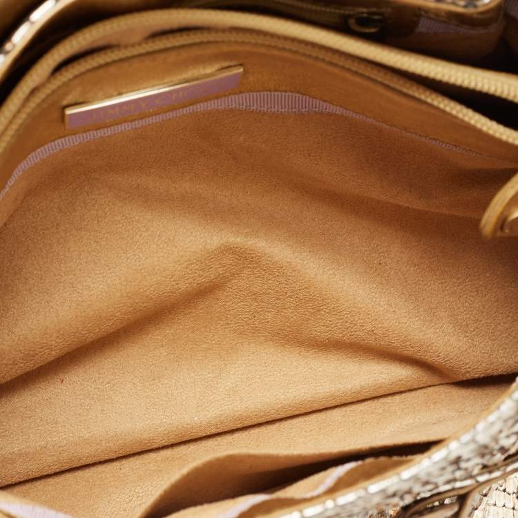 Pre Owned Jimmy Choo Metallic Gold/Silver Python Tulita Satchel
