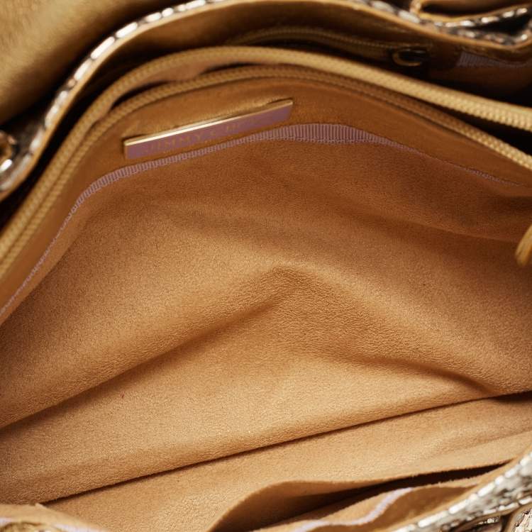 Pre Owned Jimmy Choo Metallic Gold/Silver Python Tulita Satchel