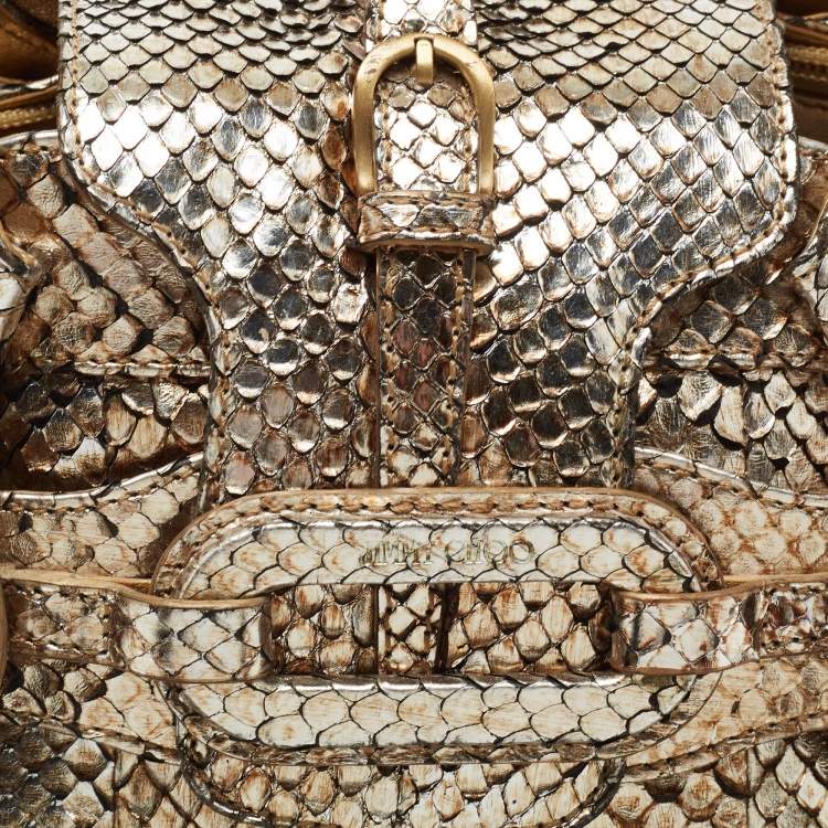 Pre Owned Jimmy Choo Metallic Gold/Silver Python Tulita Satchel