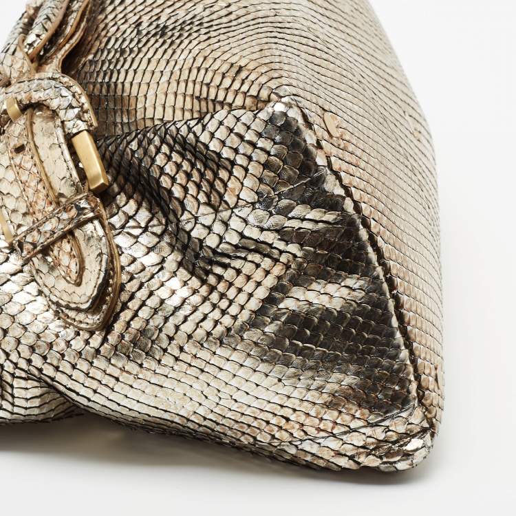 Pre Owned Jimmy Choo Metallic Gold/Silver Python Tulita Satchel