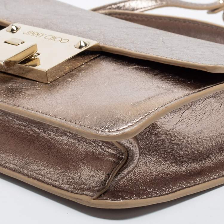 Pre Owned Jimmy Choo Metallic Leather Mini Rebel Crossbody Bag
