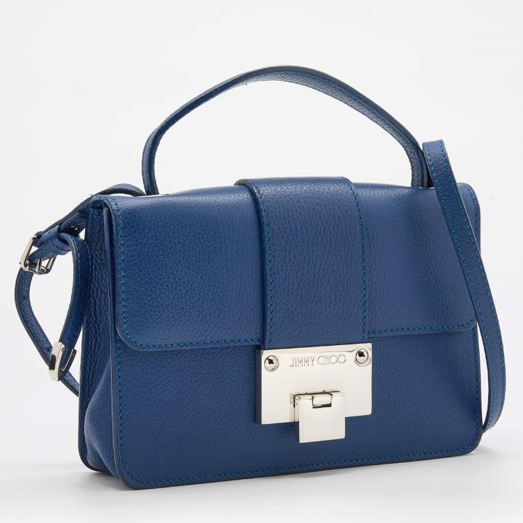 مملوكة مسبقًا Jimmy Choo Blue Leather Rebel Top Handle Bag