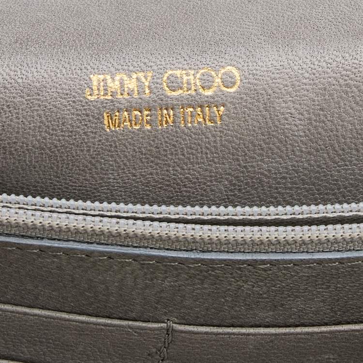 Pre Owned Jimmy Choo Grey/Beige Water Snake and Leather Flap Clutch