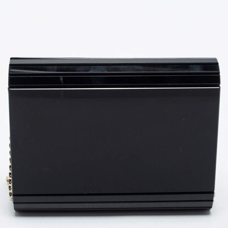 Pre Owned Jimmy Choo Black Acrylic and Leather Candy Chain Clutch 
