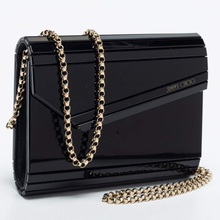 Pre Owned Jimmy Choo Black Acrylic and Leather Candy Chain Clutch 