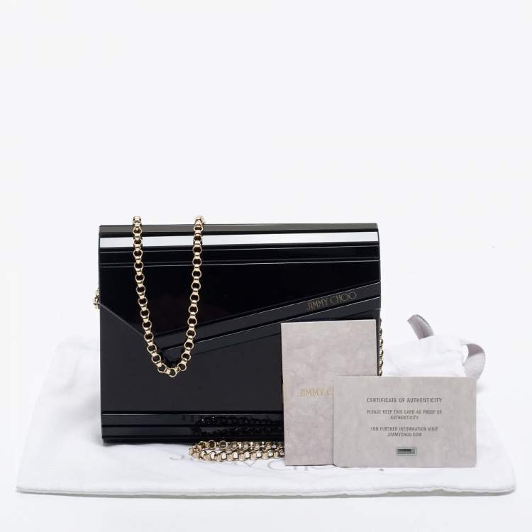 Pre Owned Jimmy Choo Black Acrylic and Leather Candy Chain Clutch 