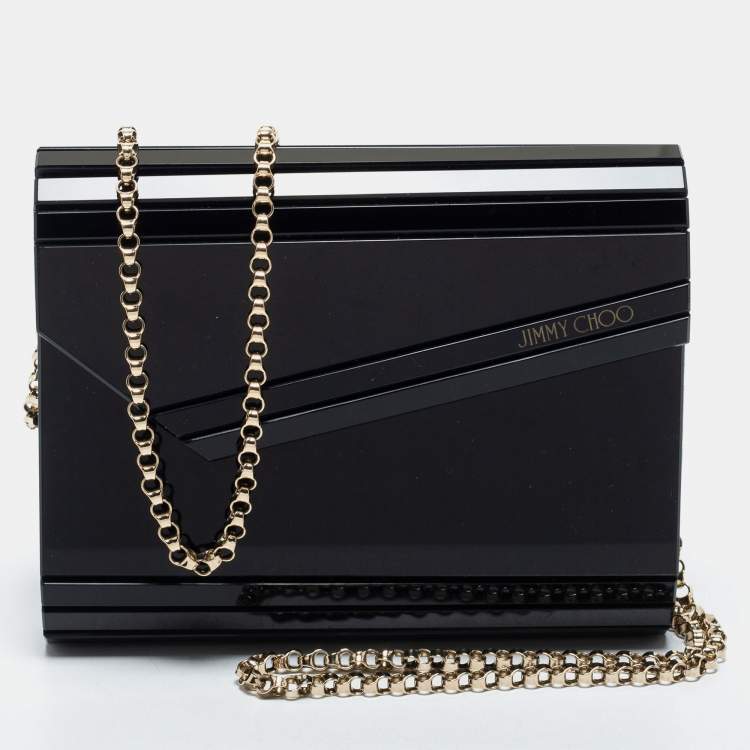 Pre Owned Jimmy Choo Black Acrylic and Leather Candy Chain Clutch 