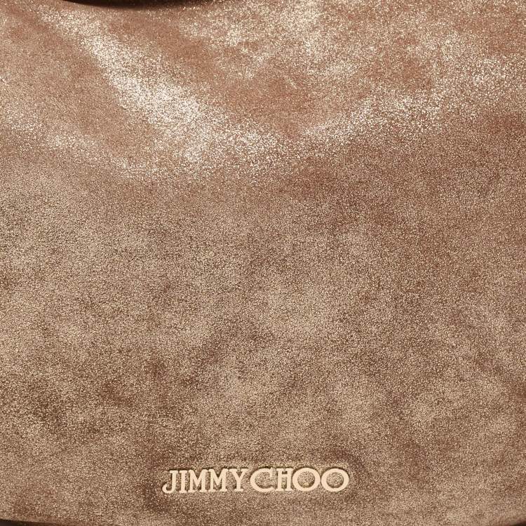 Pre Owned Jimmy Choo Metallic Beige Suede Solar Hobo
