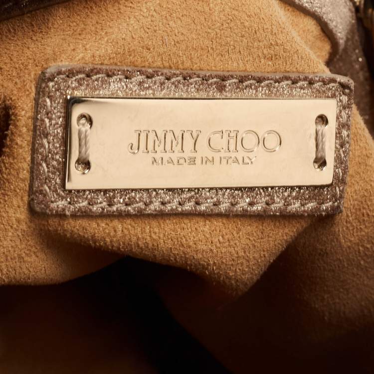 Pre Owned Jimmy Choo Metallic Beige Suede Solar Hobo