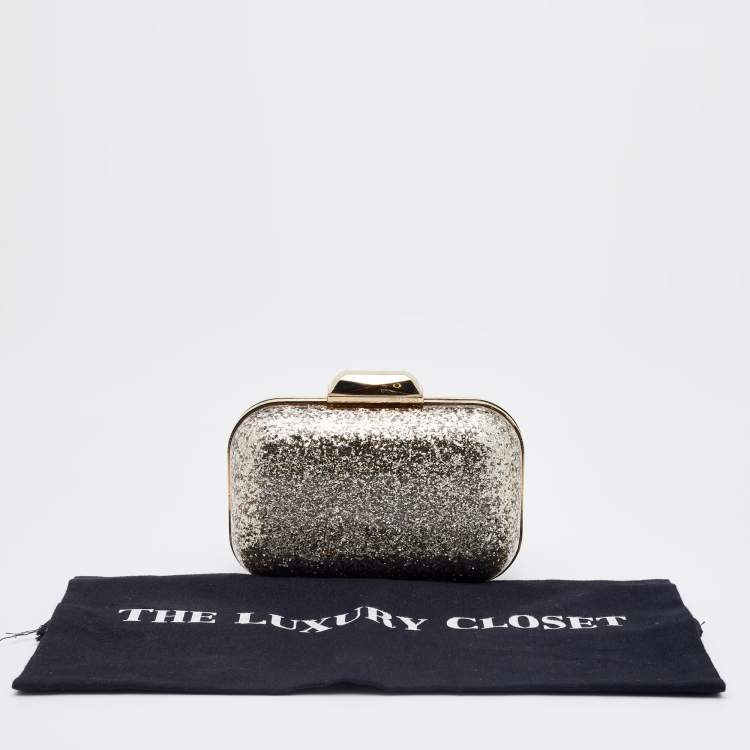 Pre Owned Jimmy Choo Gold Fiber and Glitter Cloud Clutch