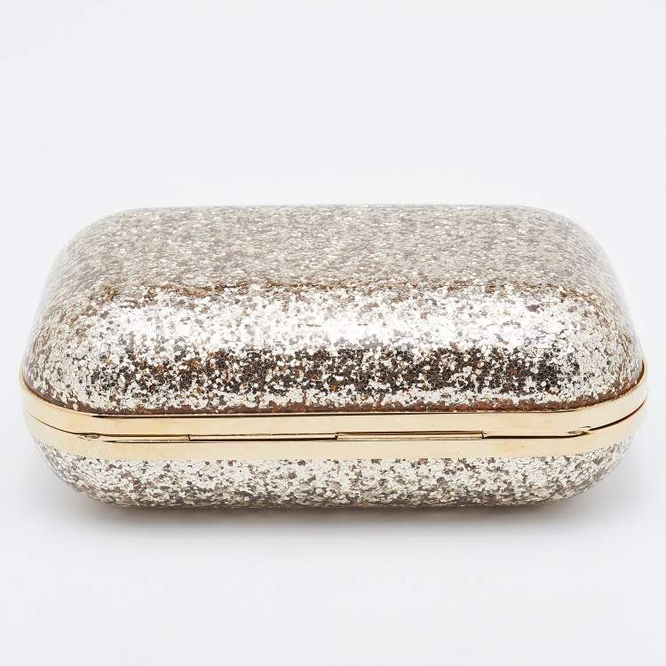 Pre Owned Jimmy Choo Gold Fiber and Glitter Cloud Clutch