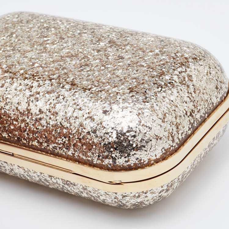 Pre Owned Jimmy Choo Gold Fiber and Glitter Cloud Clutch