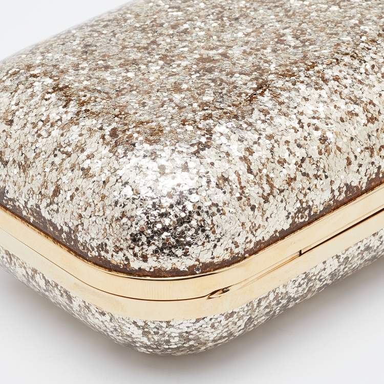 Pre Owned Jimmy Choo Gold Fiber and Glitter Cloud Clutch