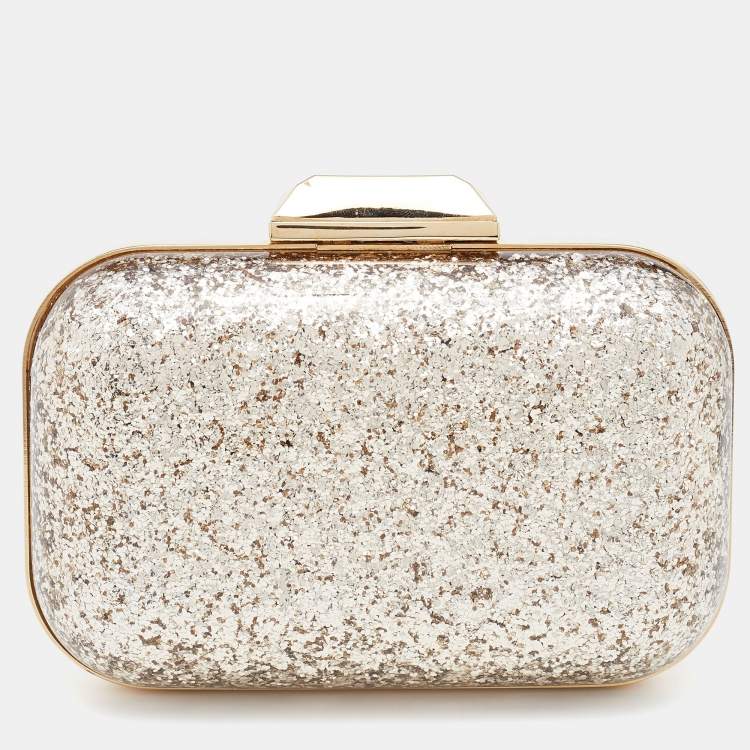 Pre Owned Jimmy Choo Gold Fiber and Glitter Cloud Clutch