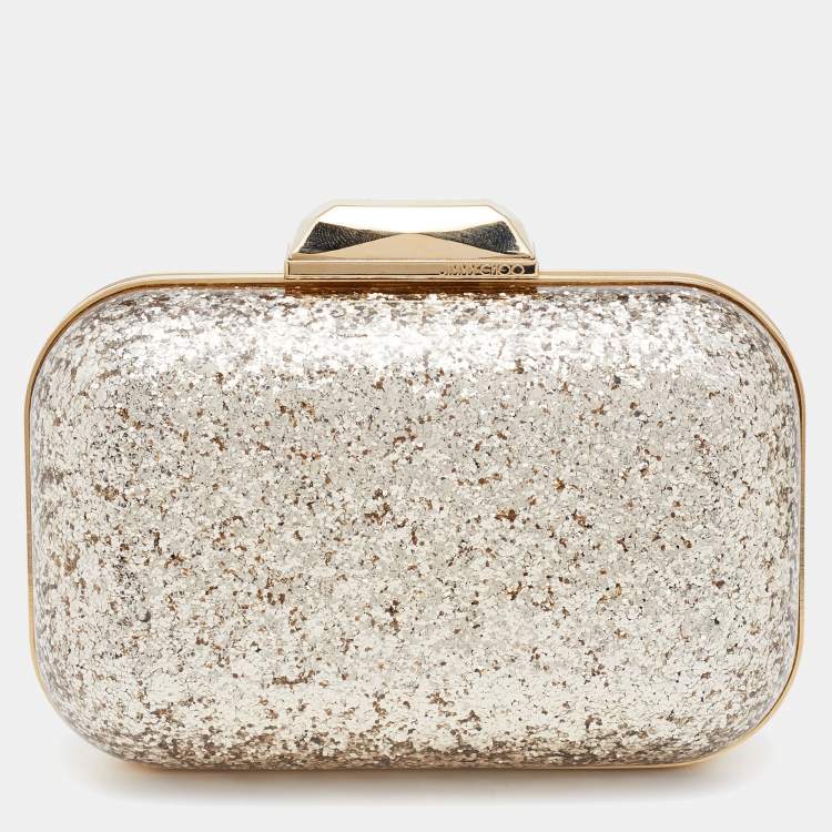 Pre Owned Jimmy Choo Gold Fiber and Glitter Cloud Clutch