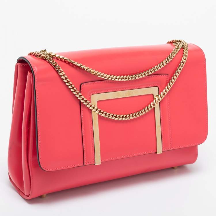 Pre Owned Jimmy Choo Pink Leather Alba Shoulder Bag