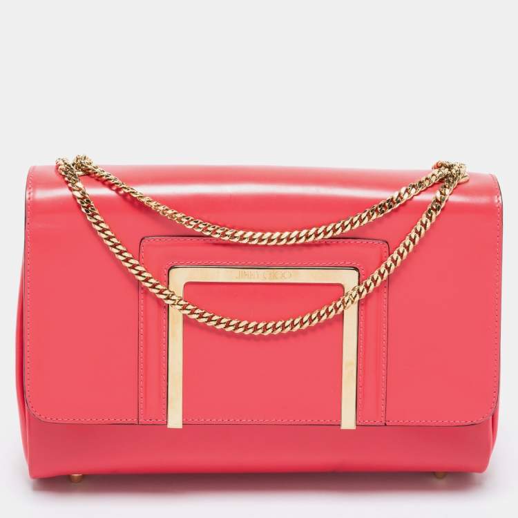 Pre Owned Jimmy Choo Pink Leather Alba Shoulder Bag