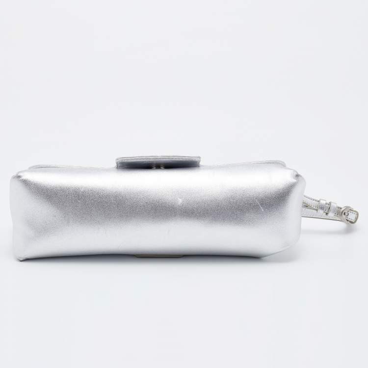 Pre Owned Jimmy Choo Silver Leather Tulita Pochette