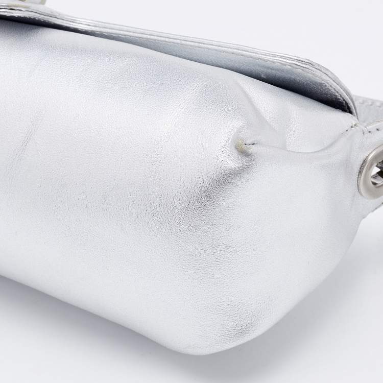 Pre Owned Jimmy Choo Silver Leather Tulita Pochette