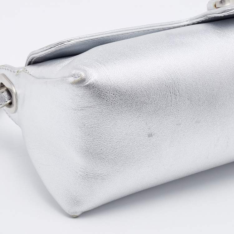 Pre Owned Jimmy Choo Silver Leather Tulita Pochette
