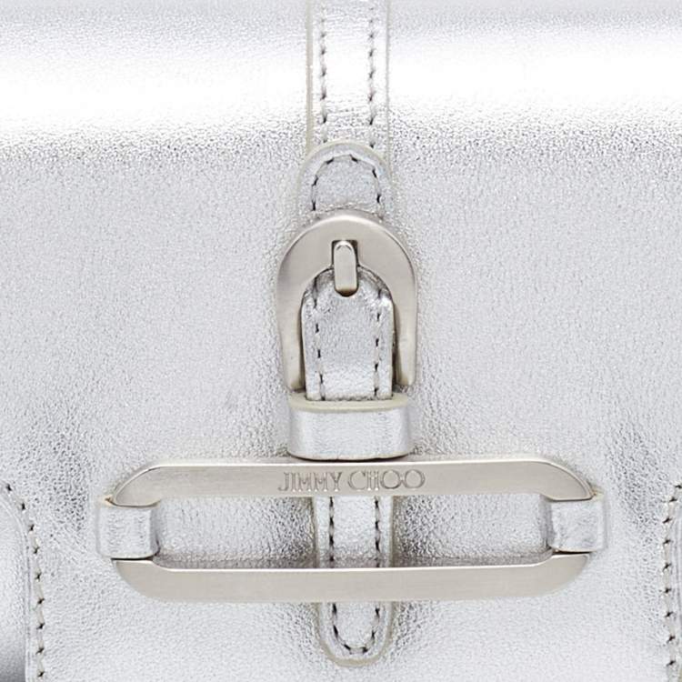 Pre Owned Jimmy Choo Silver Leather Tulita Pochette