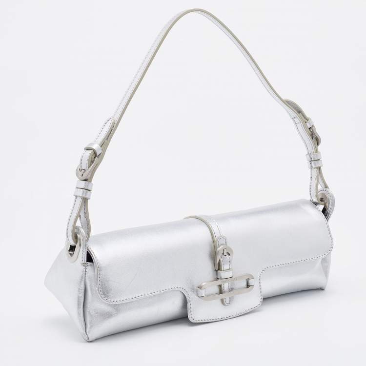 Pre Owned Jimmy Choo Silver Leather Tulita Pochette