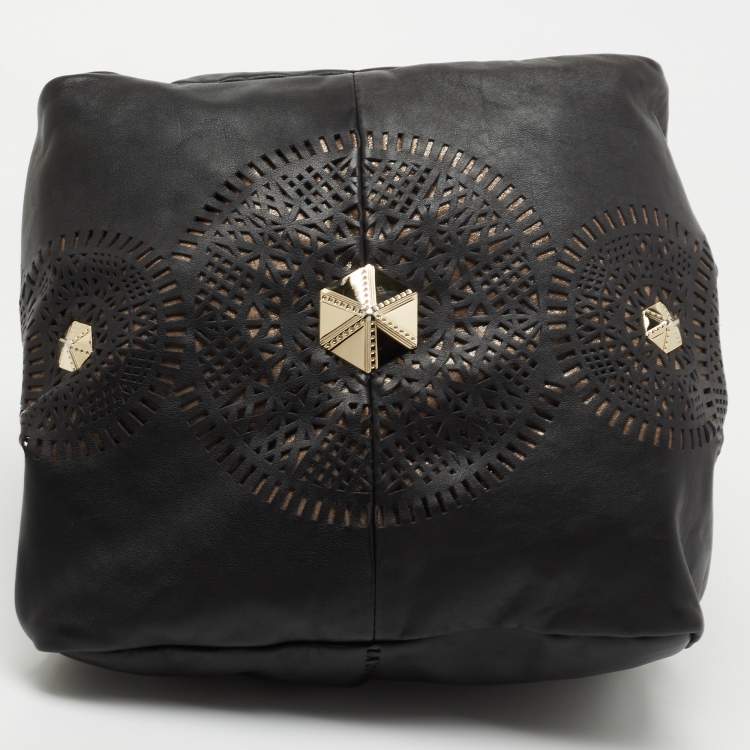 Pre Owned Jimmy Choo Black Perforated Leather Shoulder Bag