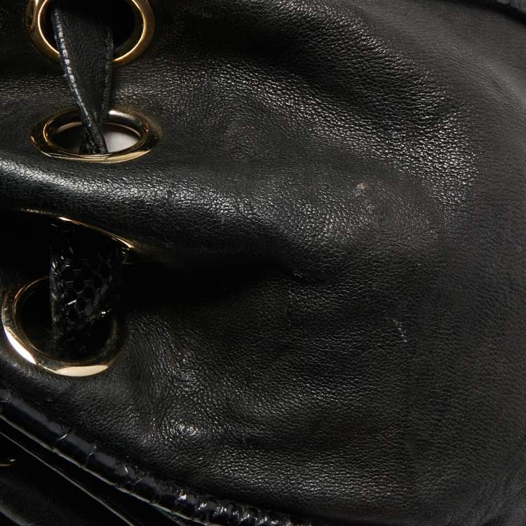 مملوكة مسبقًا Jimmy Choo Black Leather and Snakeskin Ramona Shoulder Bag