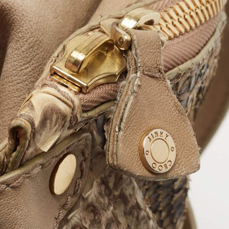 Pre Owned Jimmy Choo Beige/Brown Python Satchel