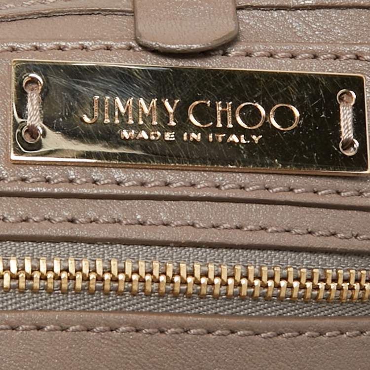 Pre Owned Jimmy Choo Beige Leather Sasha Star Studded Tote