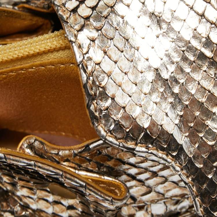 Pre Owned Jimmy Choo Gold/Silver Snakeskin Small Tulita Shoulder Bag