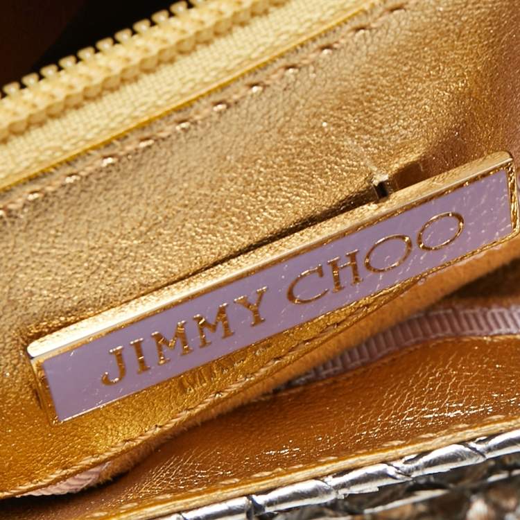 Pre Owned Jimmy Choo Gold/Silver Snakeskin Small Tulita Shoulder Bag