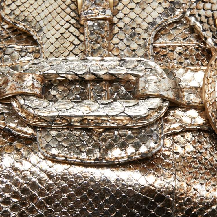 Pre Owned Jimmy Choo Gold/Silver Snakeskin Small Tulita Shoulder Bag