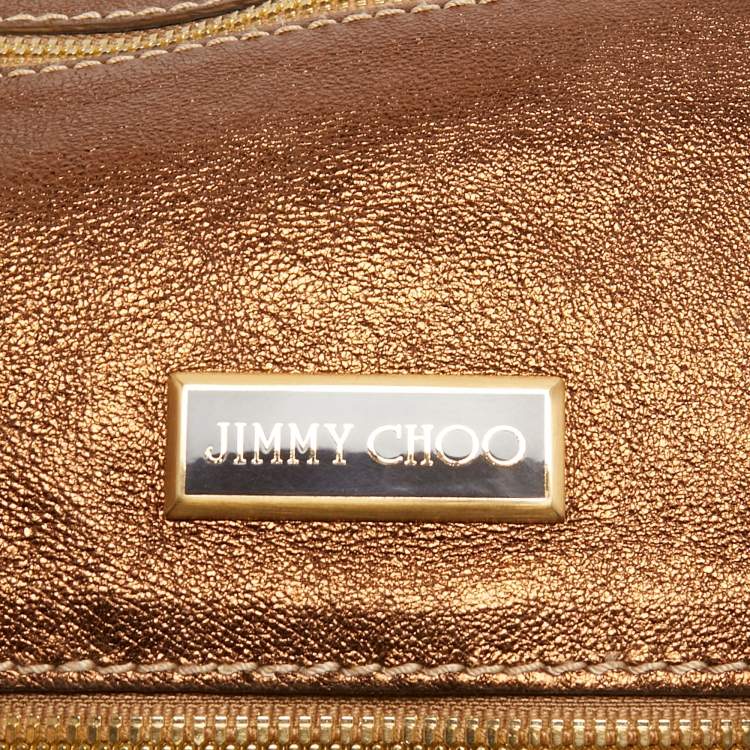 Pre Owned Jimmy Choo Metallic Brown Leather Mahala Bag