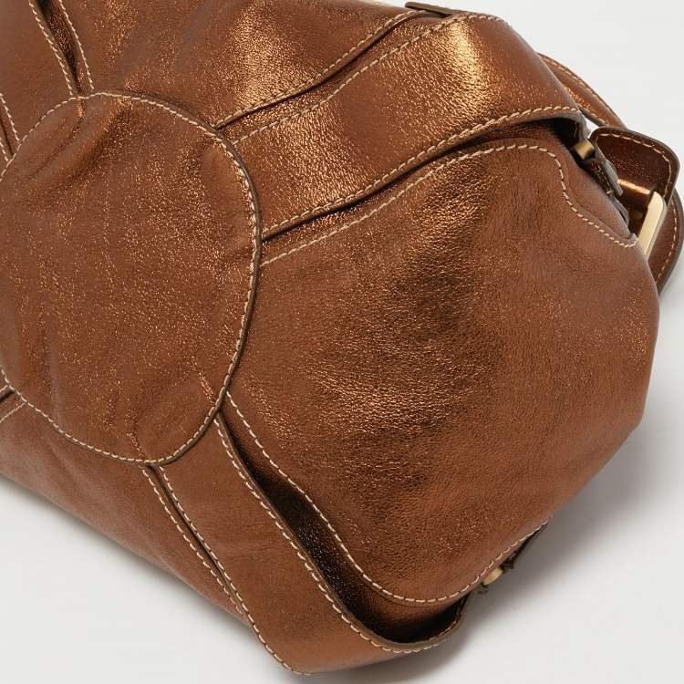 Pre Owned Jimmy Choo Metallic Brown Leather Mahala Bag