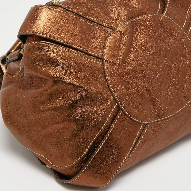 Pre Owned Jimmy Choo Metallic Brown Leather Mahala Bag