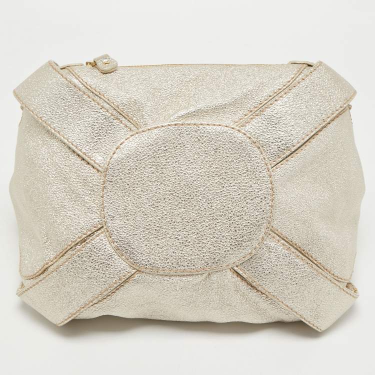 Pre Owned Jimmy Choo Gold Leather Mahala Bag