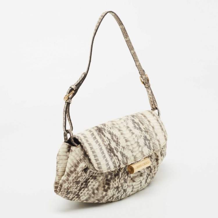 Pre Owned Jimmy Choo Beige/Brown Snakeskin Baguette