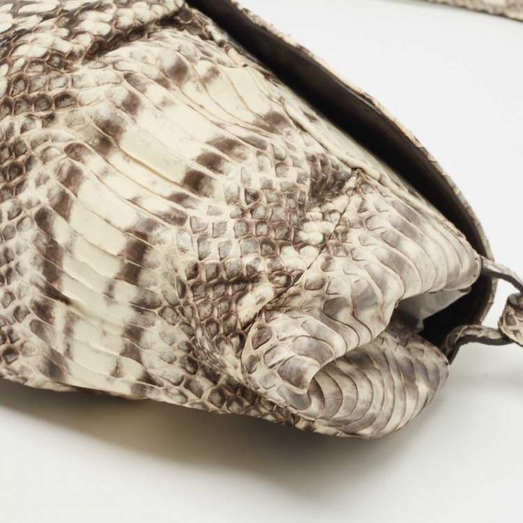 Pre Owned Jimmy Choo Beige/Brown Snakeskin Baguette