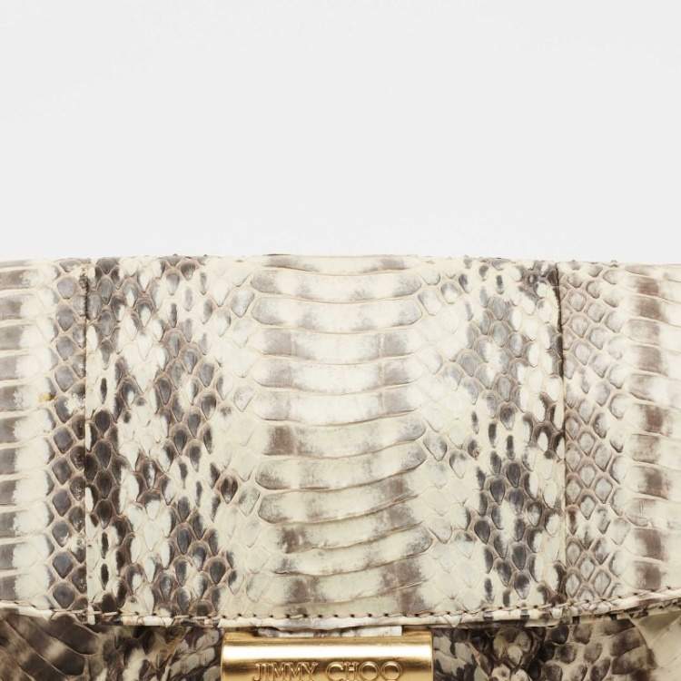 Pre Owned Jimmy Choo Beige/Brown Snakeskin Baguette