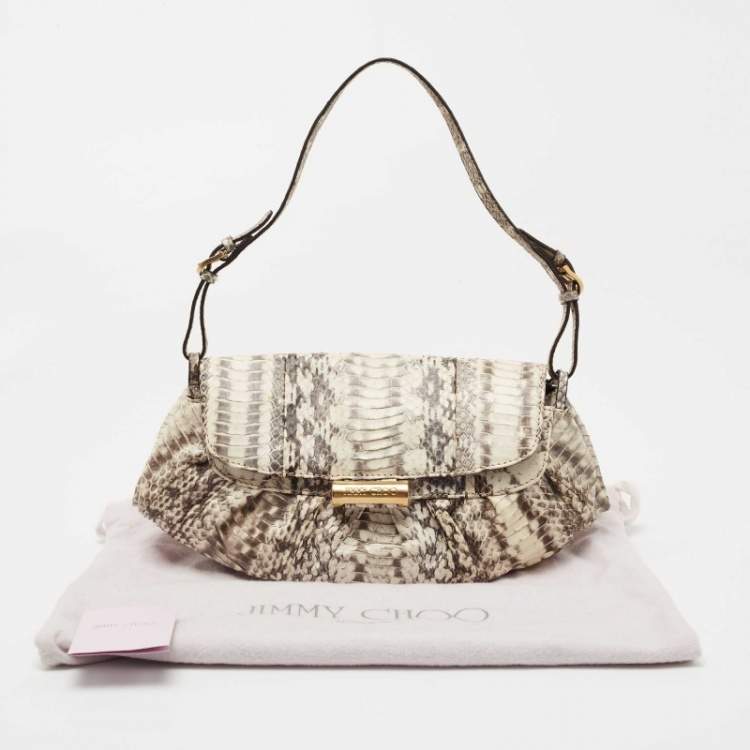Pre Owned Jimmy Choo Beige/Brown Snakeskin Baguette