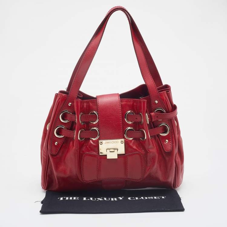 Pre Owned Jimmy Choo Red Leather Ramona Shoulder Bag