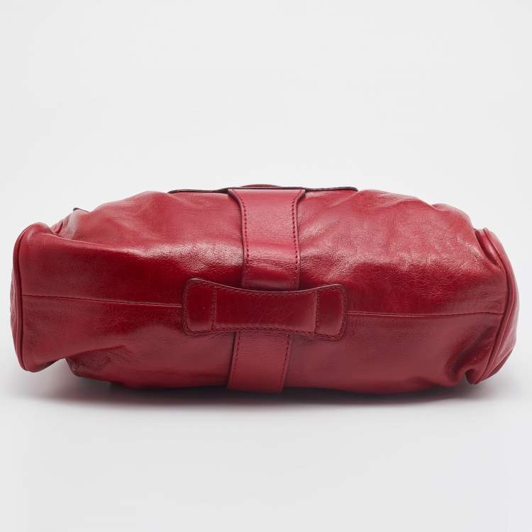 Pre Owned Jimmy Choo Red Leather Ramona Shoulder Bag