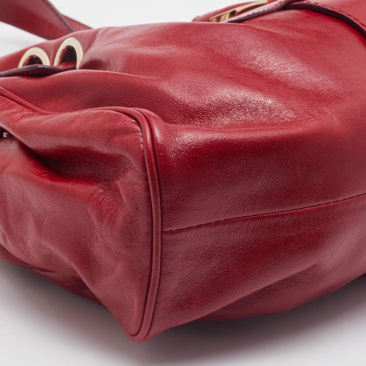 Pre Owned Jimmy Choo Red Leather Ramona Shoulder Bag