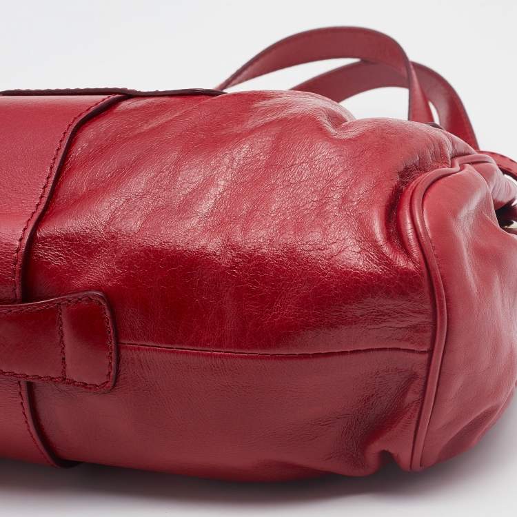Pre Owned Jimmy Choo Red Leather Ramona Shoulder Bag